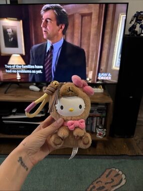 Hello Kitty Brown Plush Charm with Pink Bow and Strap